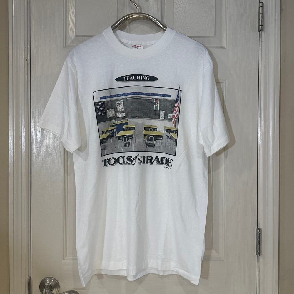 Vintage Joe Blow Ts Teaching Tools of the Trade Shirt White Large Made in USA